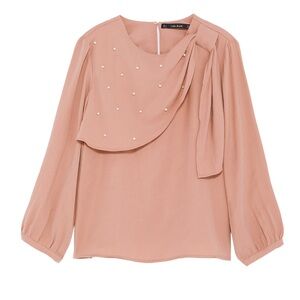ZARA TOP WITH PEARL BUTTONS